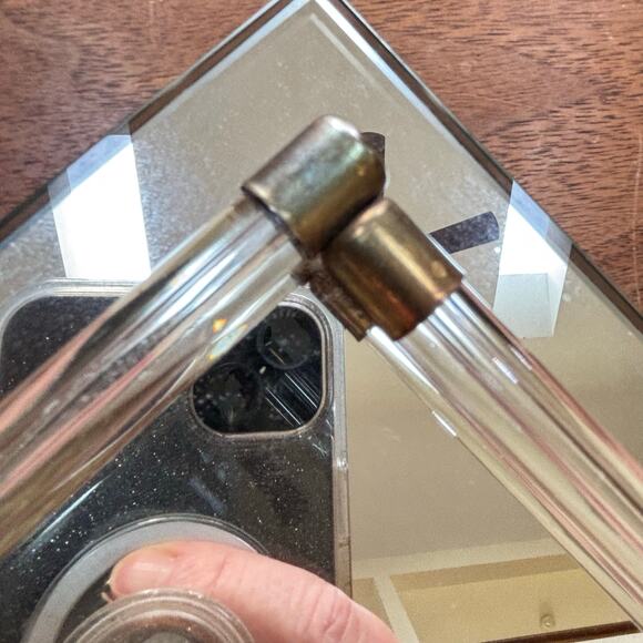 Vintage mirror vanity tray lucite rod gallery gold hardware mid century modern - Picture 3 of 9